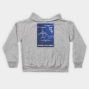 Vintage Blueprint of Antonov AN 225 Mriya Aircraft Kids Hoodie